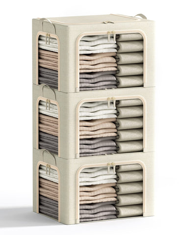 Furnhome 3 openings bin with metal frame offers sturdy access for sorting outfits.