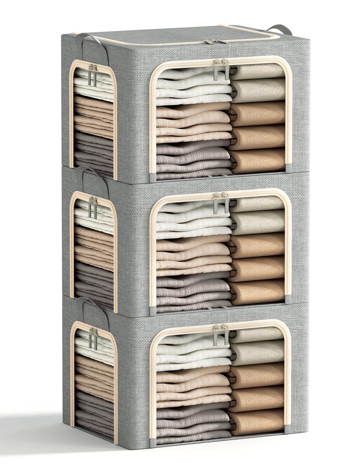 Furnhome 3-opening clothes storage bin with metal frame for sturdy organization.