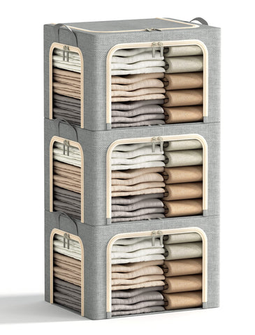Furnhome 3-opening clothes storage bin with metal frame for sturdy organization.