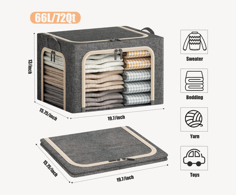 Furnhome dark grey 66L capacity for seasonal wardrobe storage