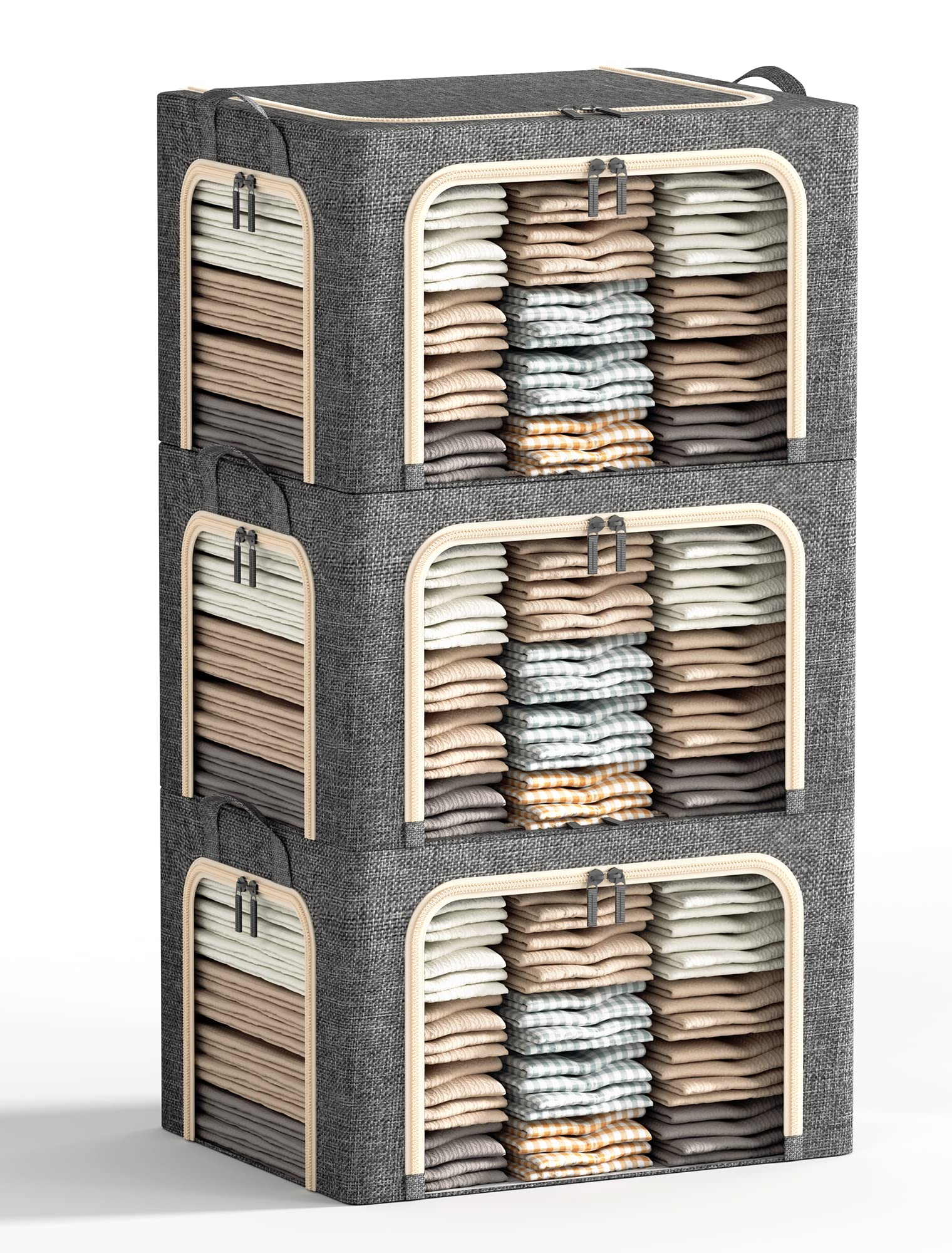 Furnhome 3 openings large clothes storage bin front view with easy access to clothes
