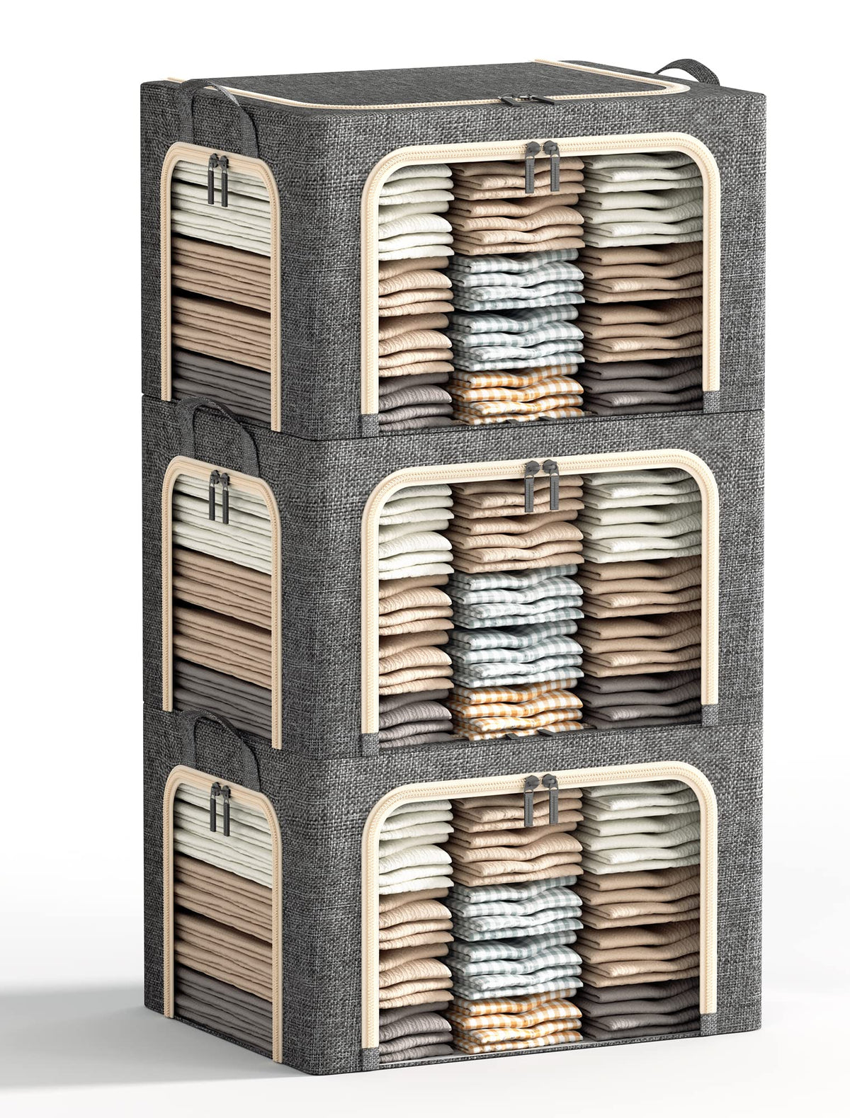 Furnhome 3 openings large clothes storage bin front view with easy access to clothes