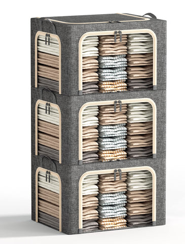 Furnhome 3 openings large clothes storage bin front view with easy access to clothes