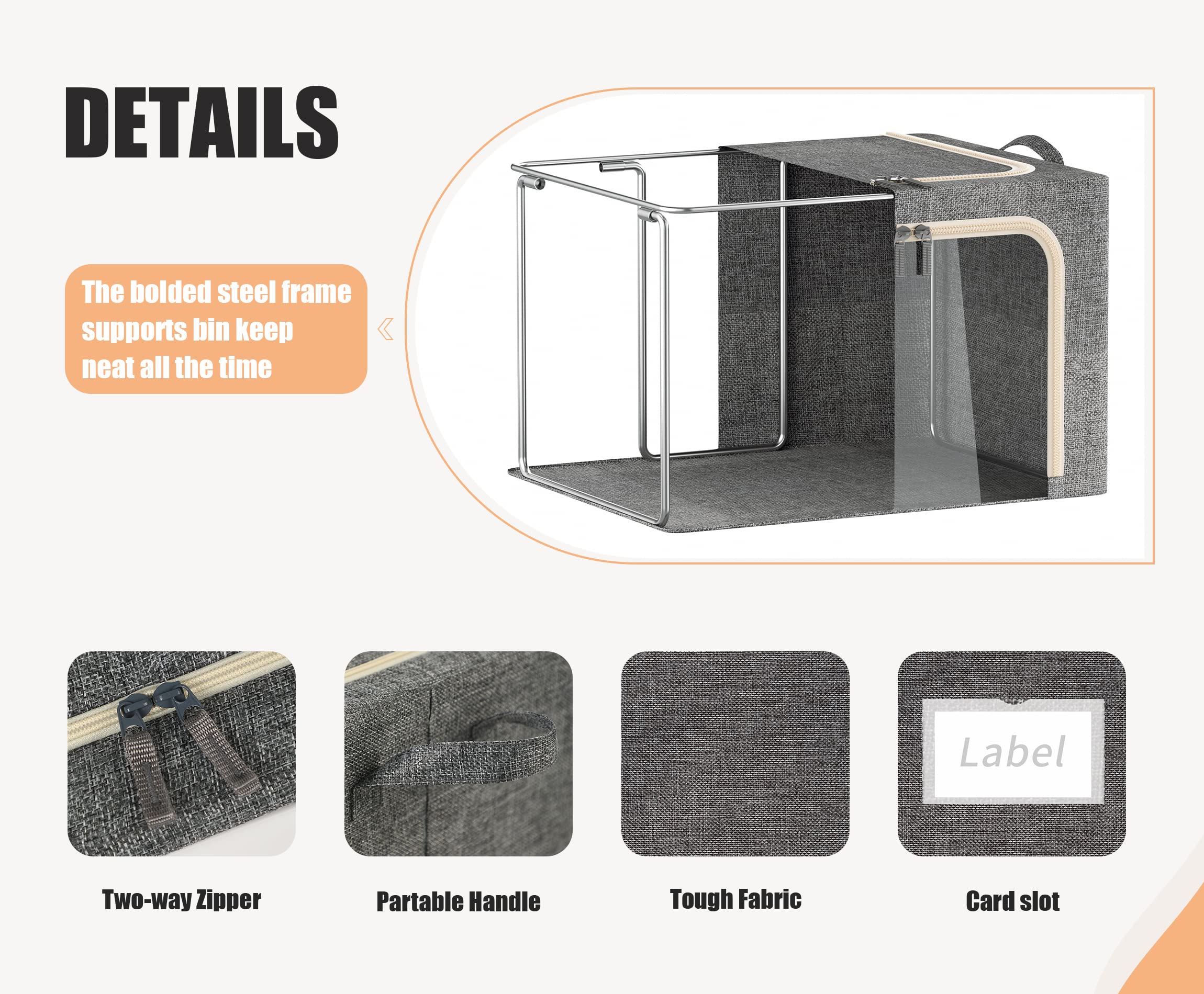 Furnhome bin with sturdy metal frame for stable storage