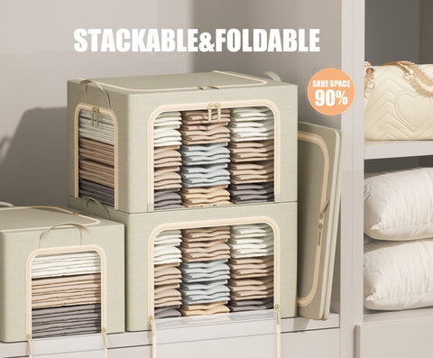 Furnhome linen storage bins with clear window let you see contents at a glance.