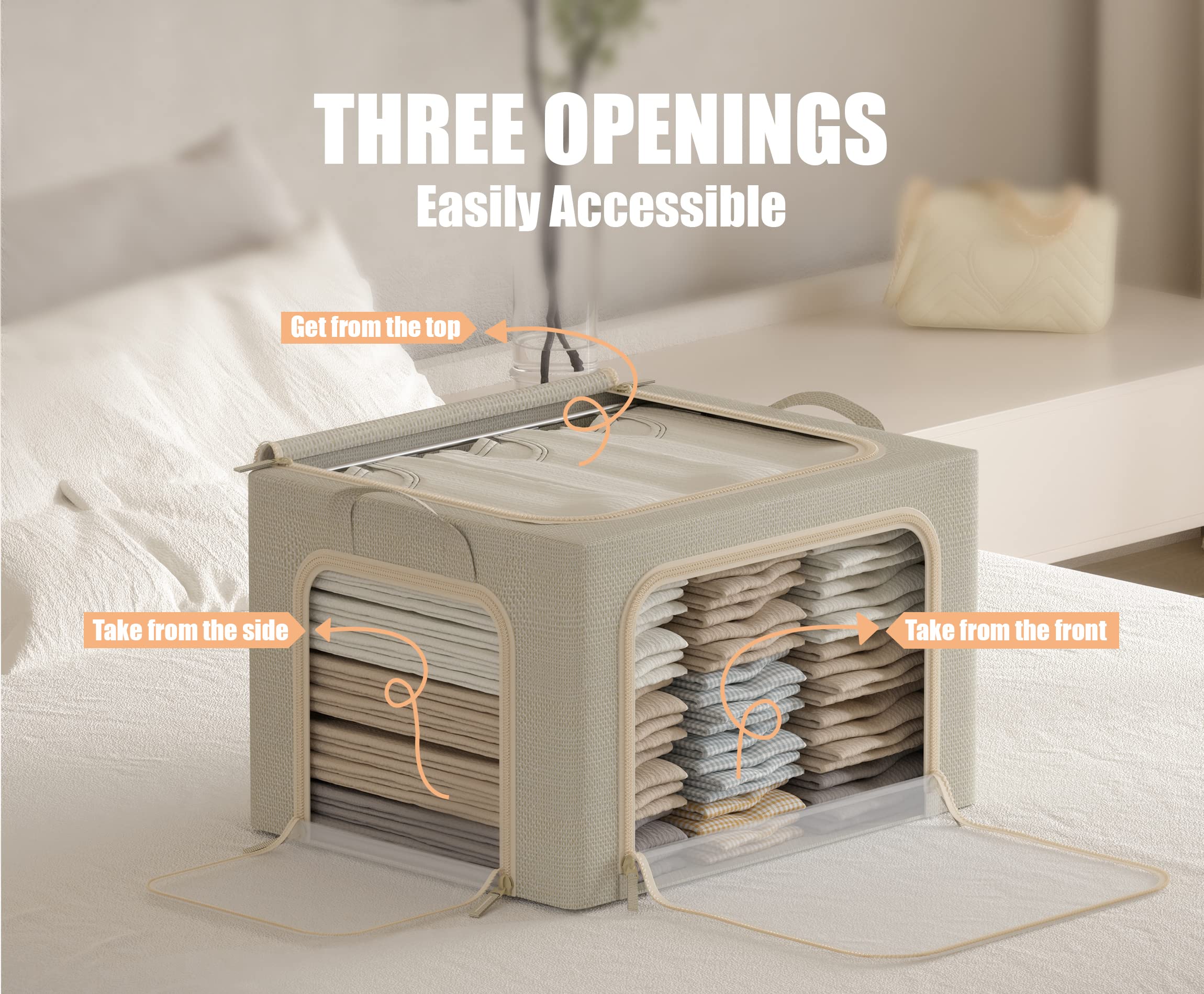 Furnhome 40L linen box with clear window keeps contents visible.
