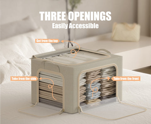 Furnhome 40L linen box with clear window keeps contents visible.