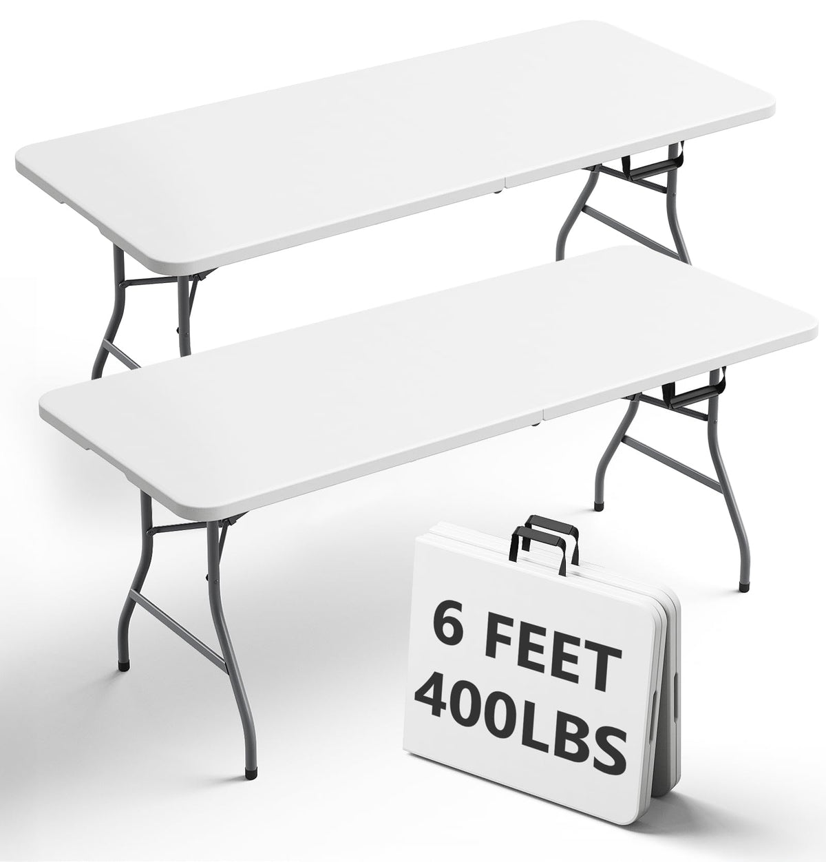FurniEdge 6ft folding table setup with ample surface for dining and serving.