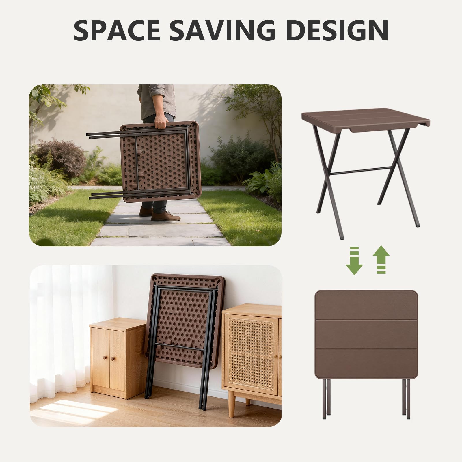 FurniEdge all-weather tabletop resists water and scratches for outdoor use.