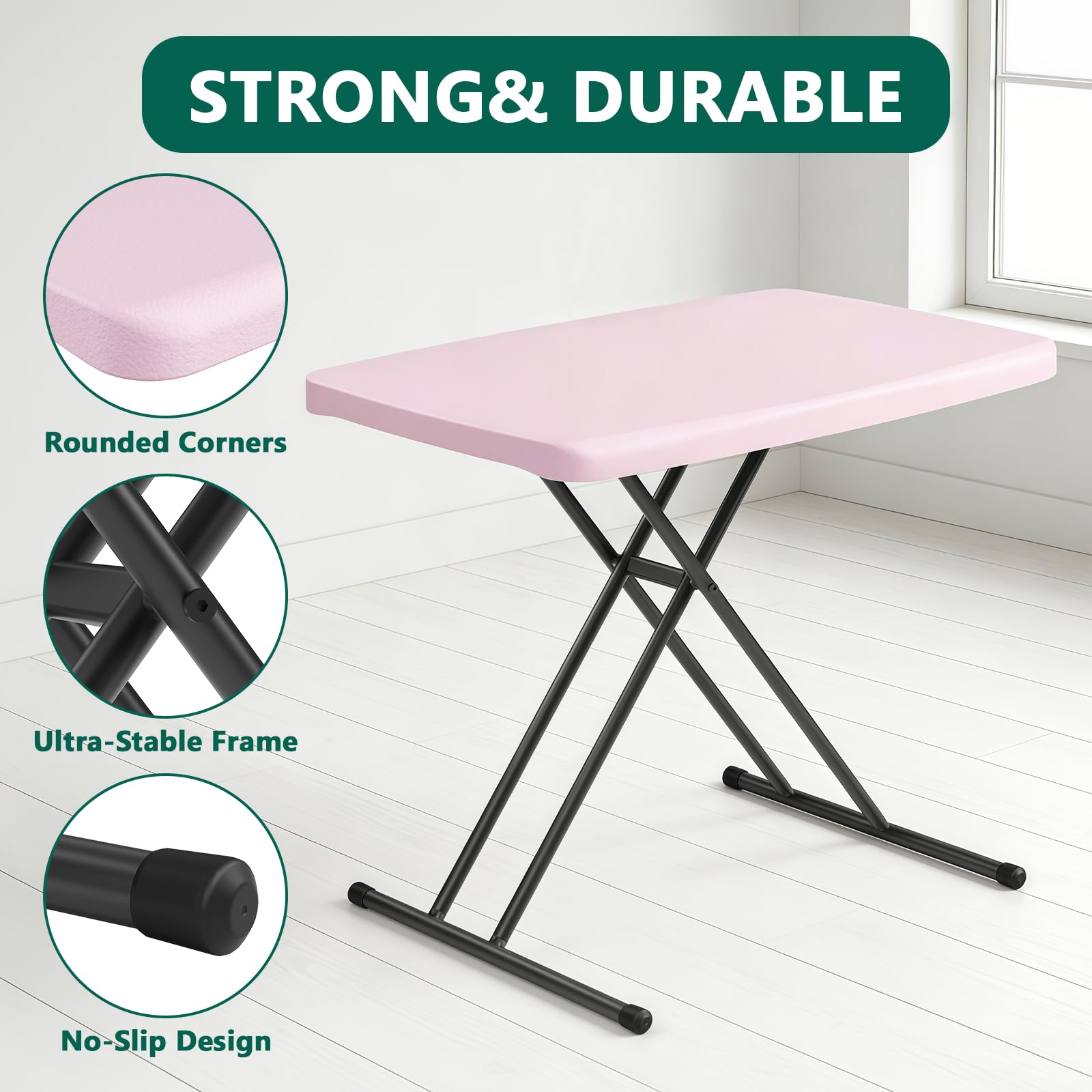 FurniEdge white granite tabletop resists stains and moisture.