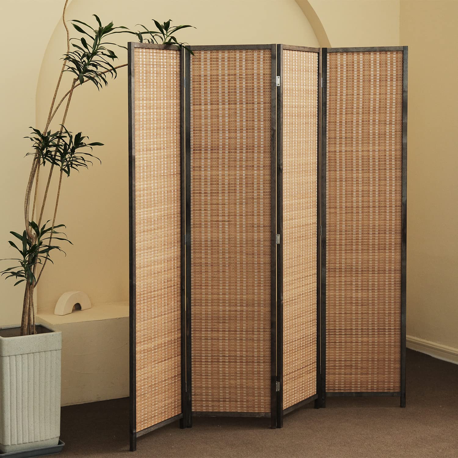 Furnnylane 4-panel bamboo divider, 67-inch tall, ideal for room separation.