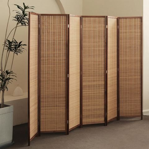 Furnnylane 6-panel bamboo room divider fully assembled for spacious room separation