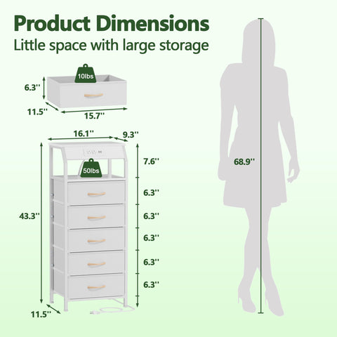 Furnulem 5-drawer dresser 3-ways-use back panel arrangement for flexible setup.