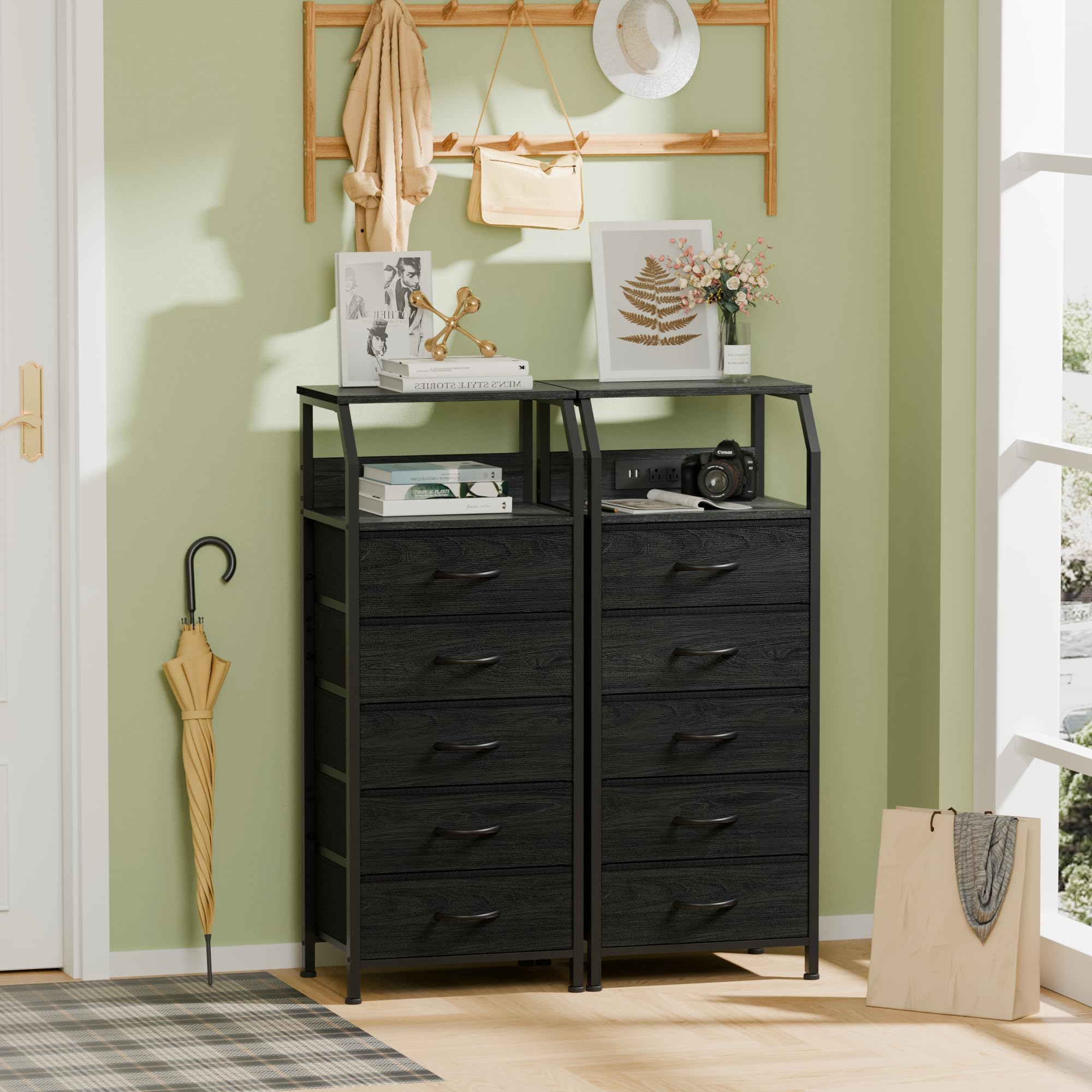 Furnulem open shelf with wood top provides sturdy surface for items