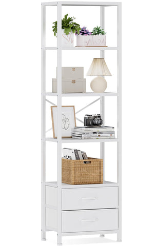 Furnulem 5-tier corner shelf full view for compact storage and display.