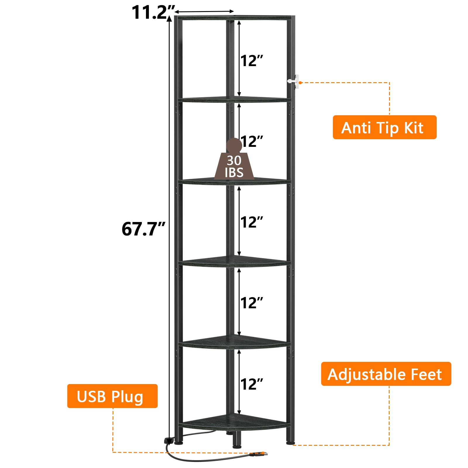 Furnulem corner shelf assembly in 20 minutes with included tools makes setup simple.