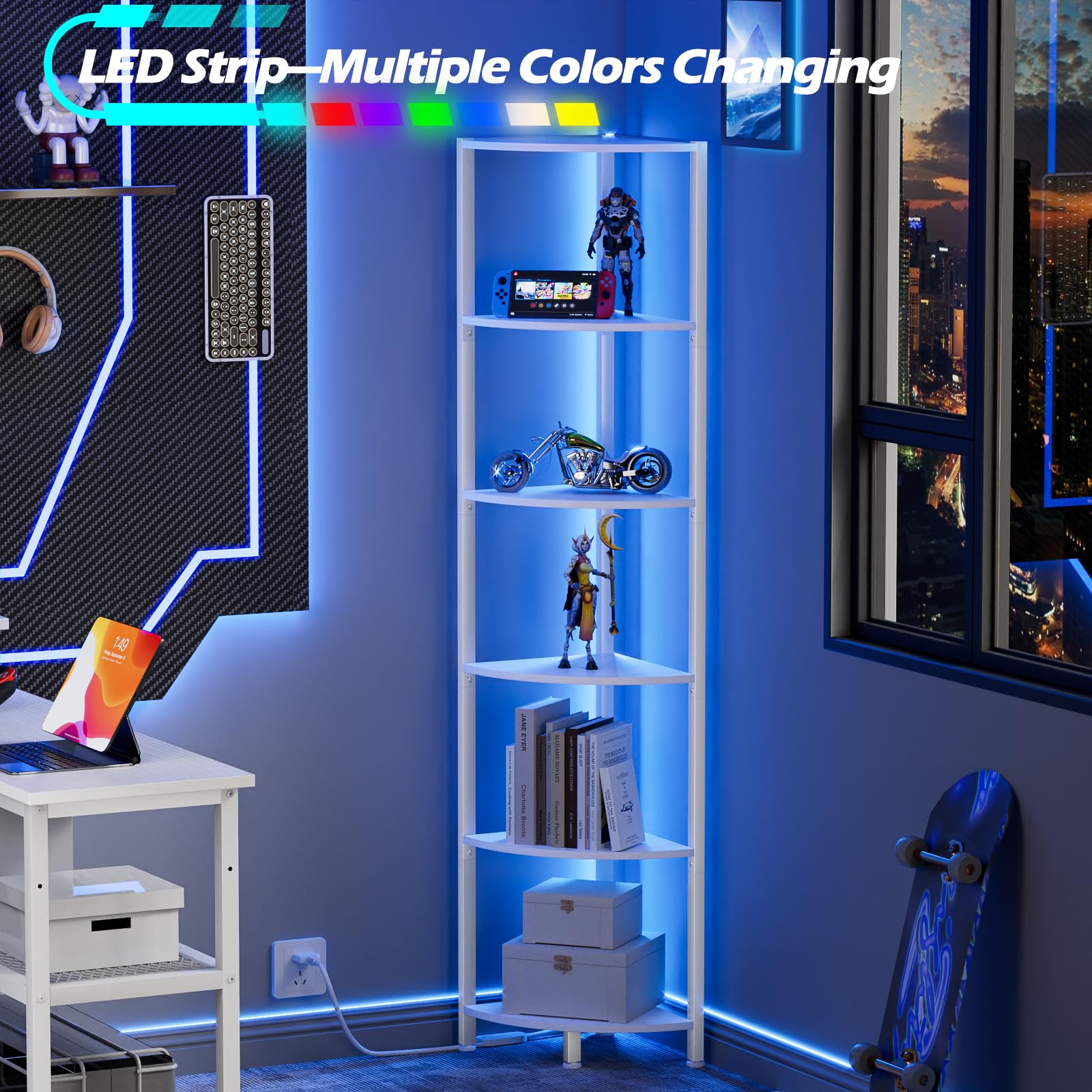Furnulem shelf in living room boosts storage and style.