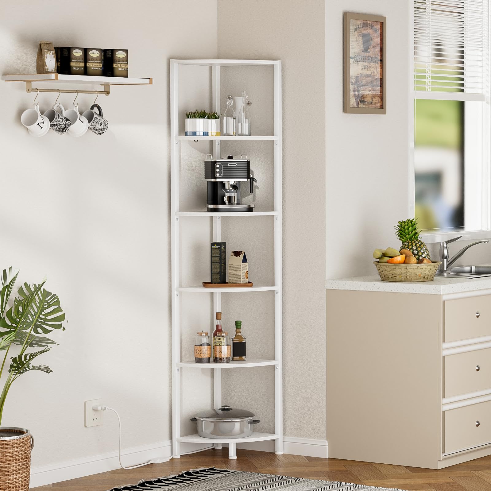 Furnulem storage and display options fit decorations, plants, and books.