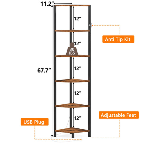 Furnulem 67-5-inch tall standing shelf fits in tight spaces for vertical storage.