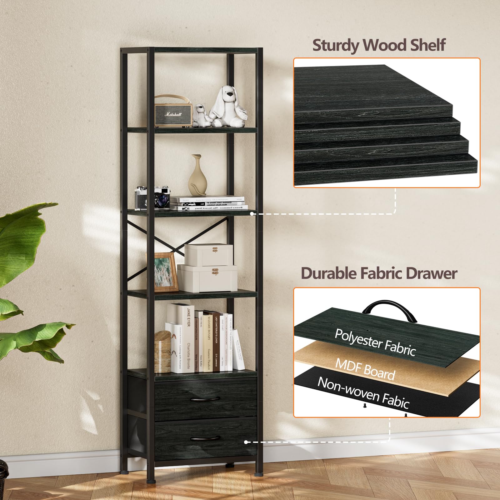 Furnulem corner shelf unit in a living room setting ideal for display and storage.