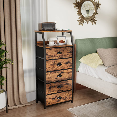 Furnulem double display shelf on the wood top for decor and essentials.