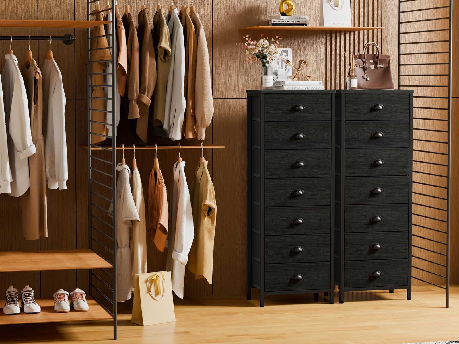 Furnulem compact storage fits in bedrooms, nurseries, or entryways.