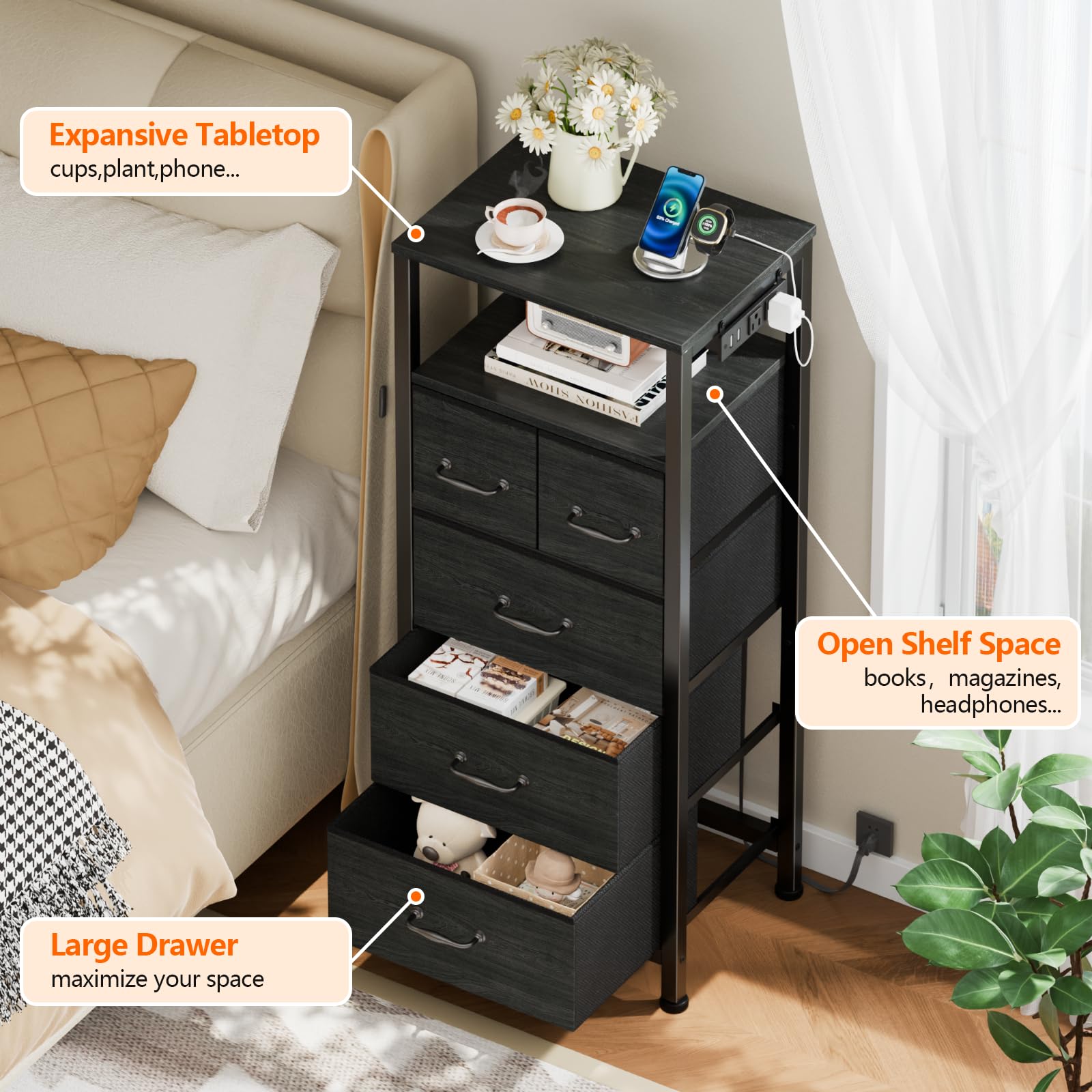 Furnulem fabric drawer stores clothing and accessories neatly