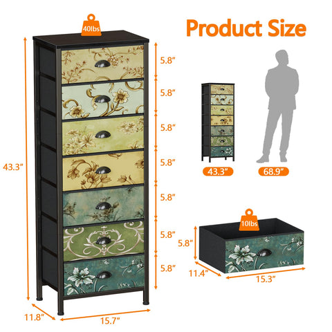 Furnulem dresser with metal frame back support for durable stability.