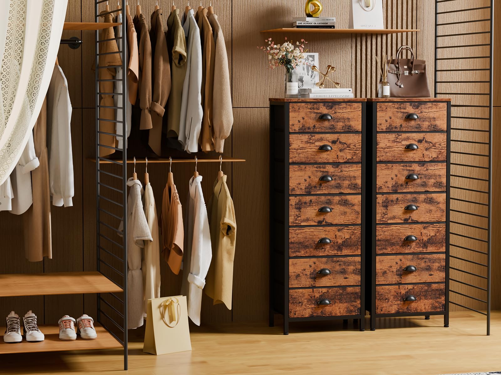 Furnulem dresser top offers a durable wood surface suitable for lamps and decor.