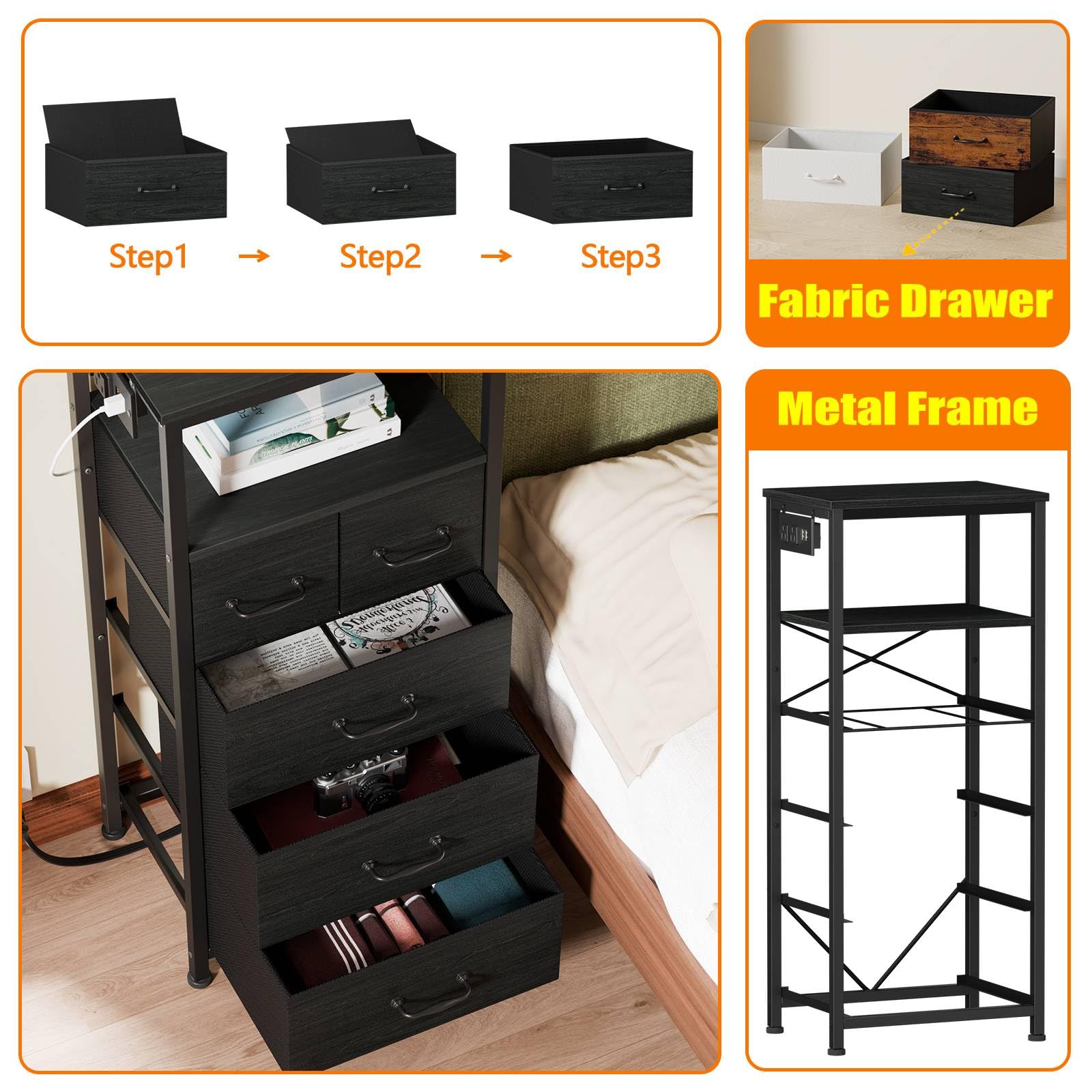 Furnulem two-tier open shelf holds bedtime essentials