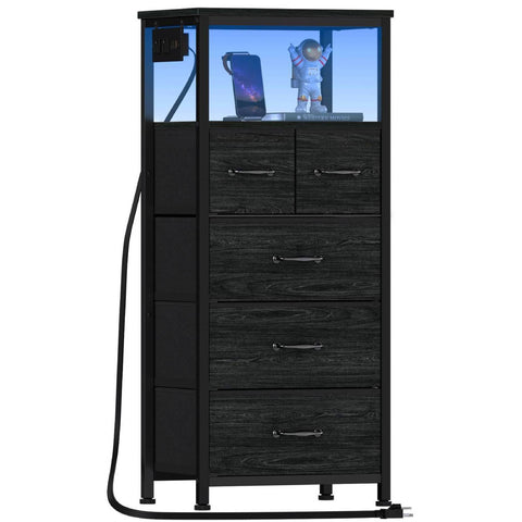 Furnulem dresser with wood top provides sturdy workspace for lamp or clock