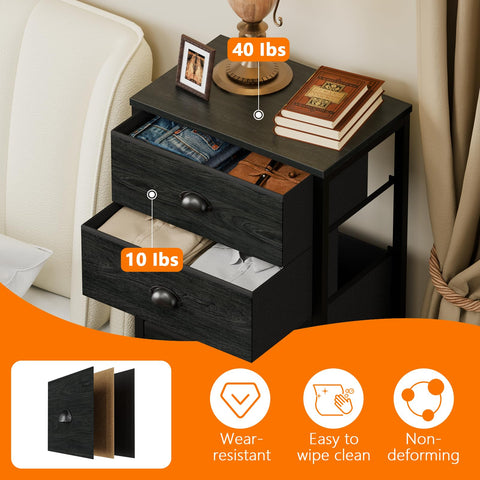 Furnulem fabric drawers pull out smoothly for easy access.