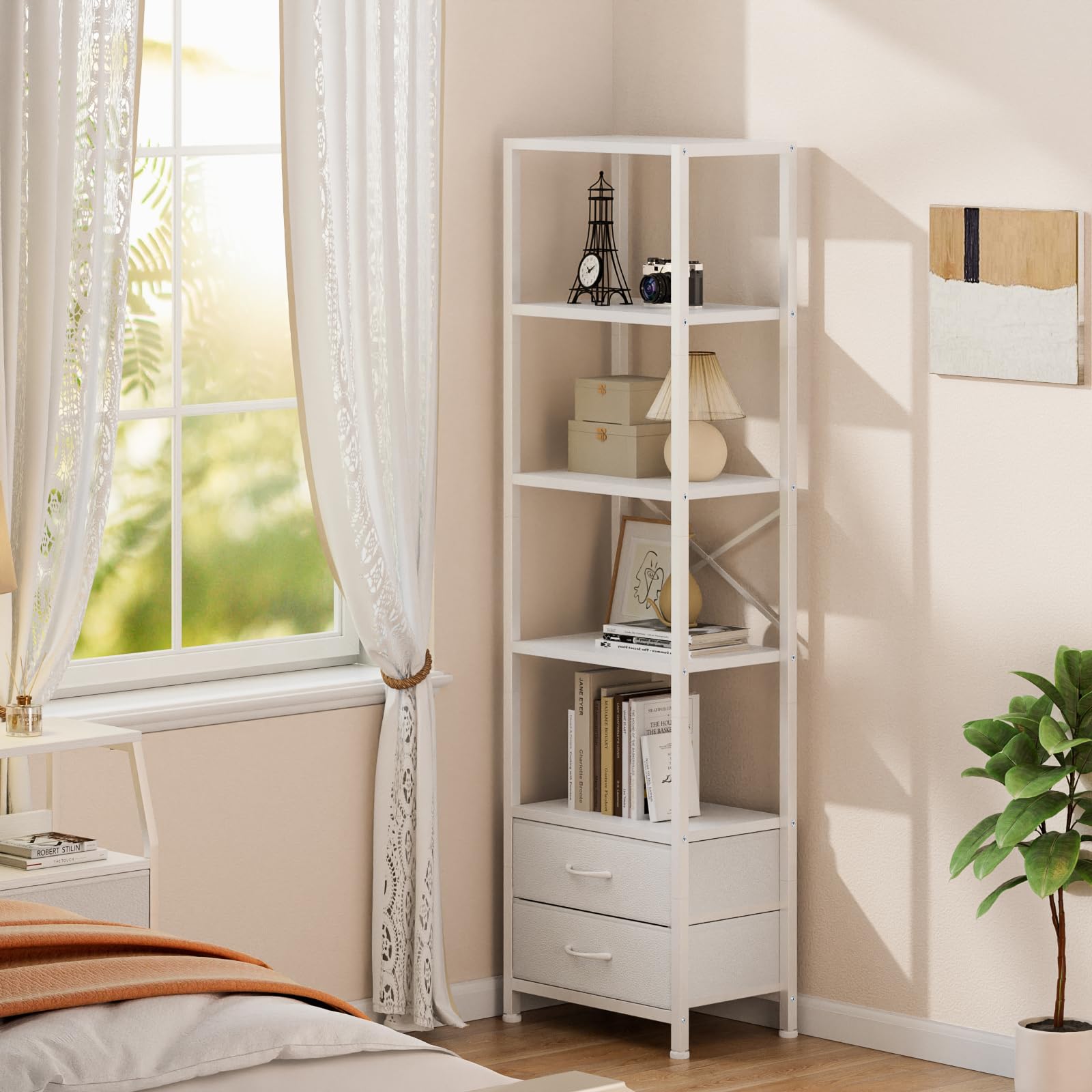 Furnulem compact kitchen or bathroom stand adds extra shelves.