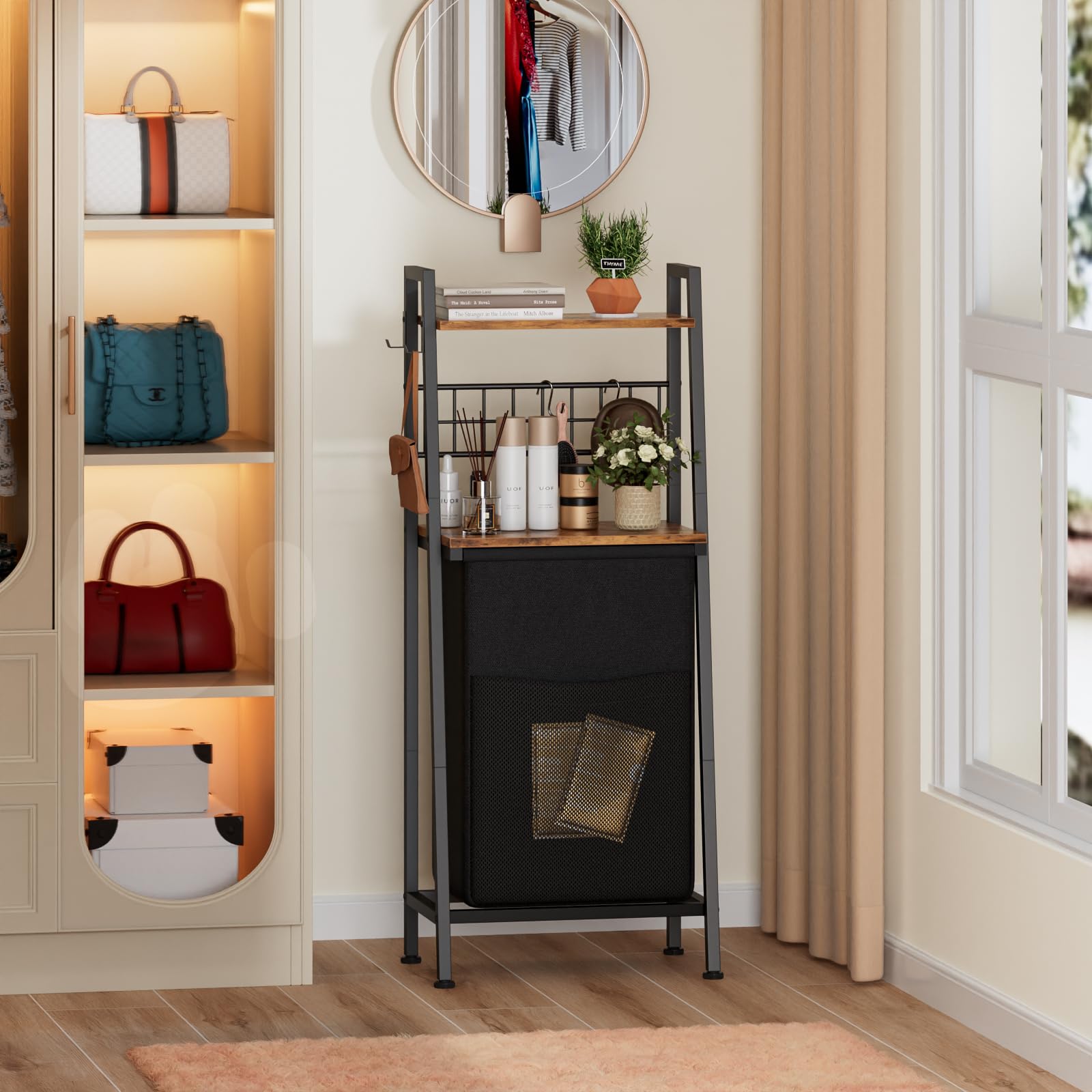 Furnulem Laundry Hamper pull-out bag enables easy transport.
