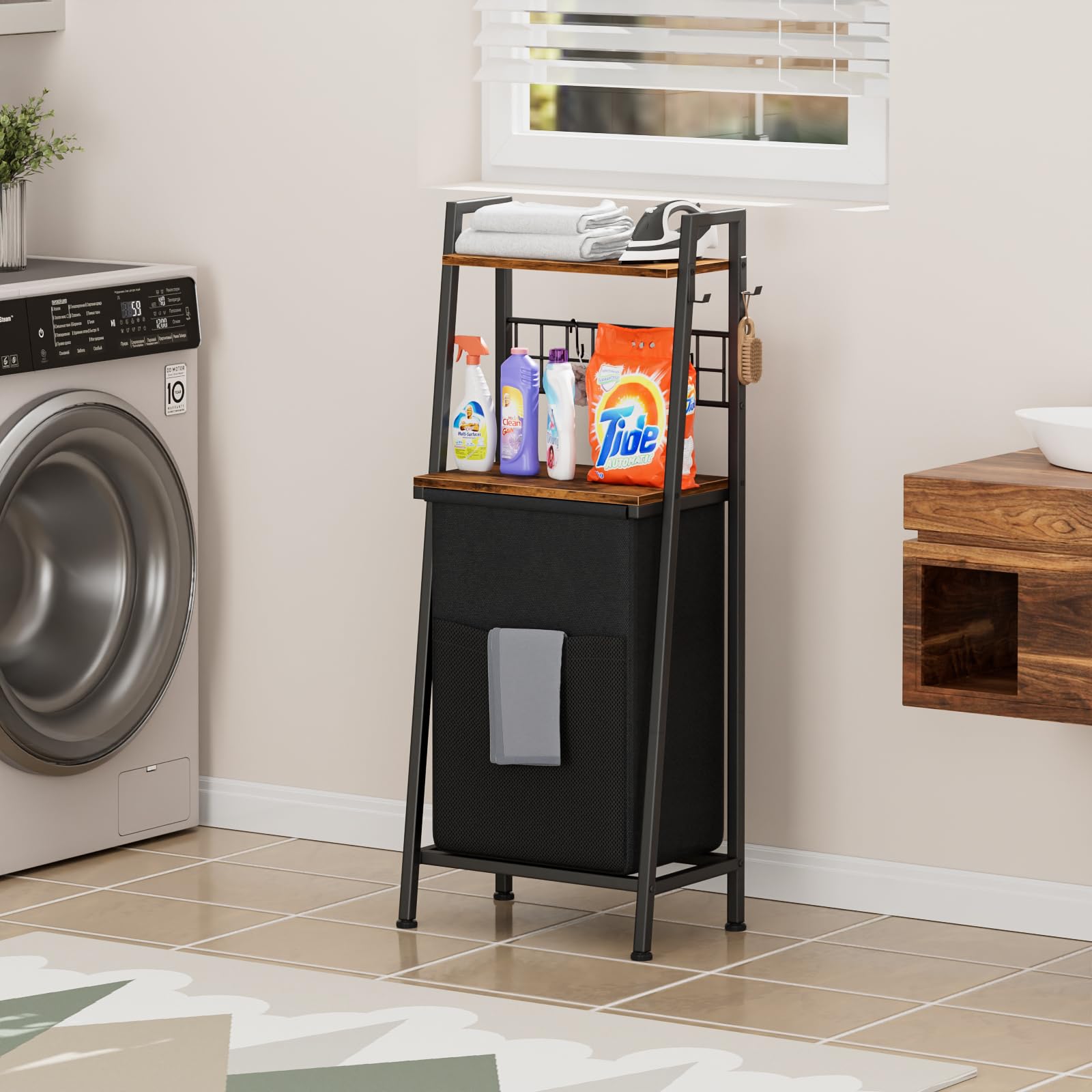 Furnulem Laundry Hamper interior MDF bottom supports stability.