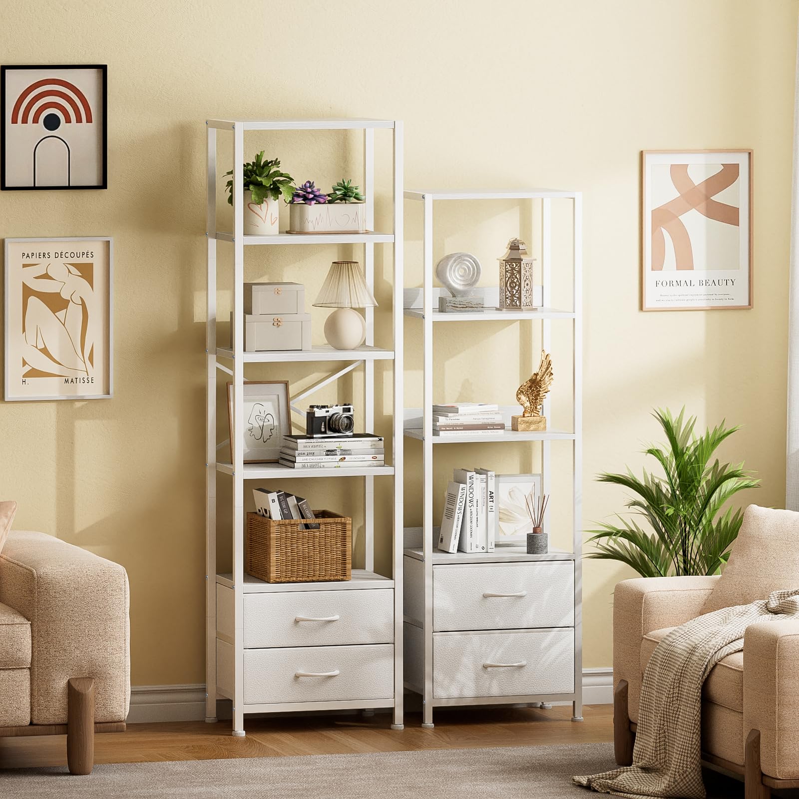 Furnulem living room setup with display and storage in one unit.