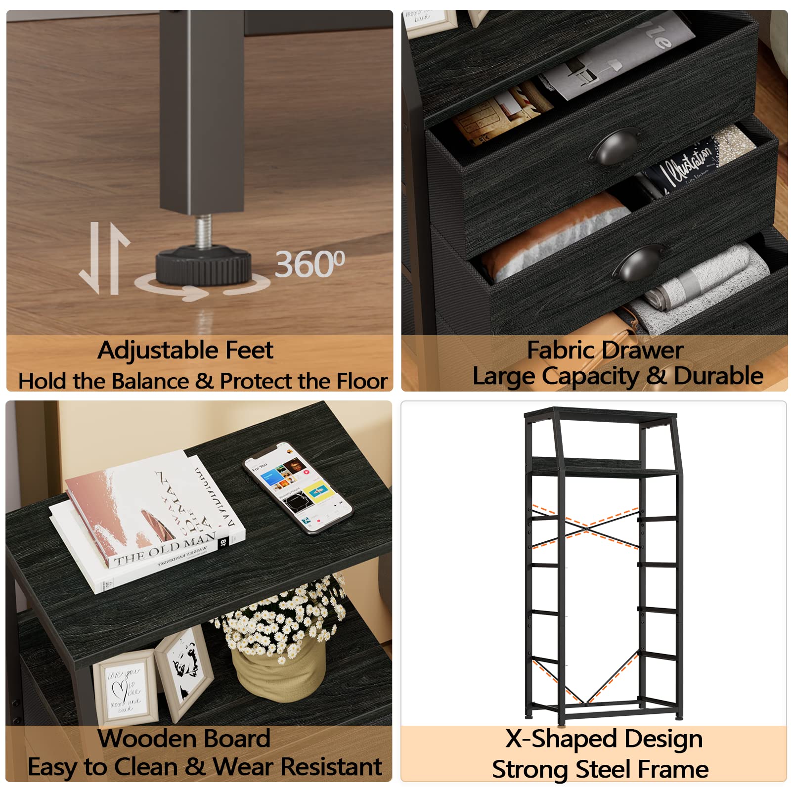 Furnulem metal frame with reinforced back crossbars provides strong support.