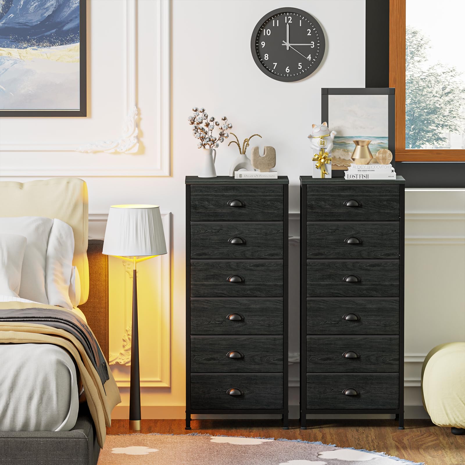 Furnulem metal-frame end table demonstrates sturdy construction for everyday bedroom use.