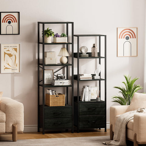 Furnulem metal-frame wood-shelves highlight durable construction for long-lasting home storage.