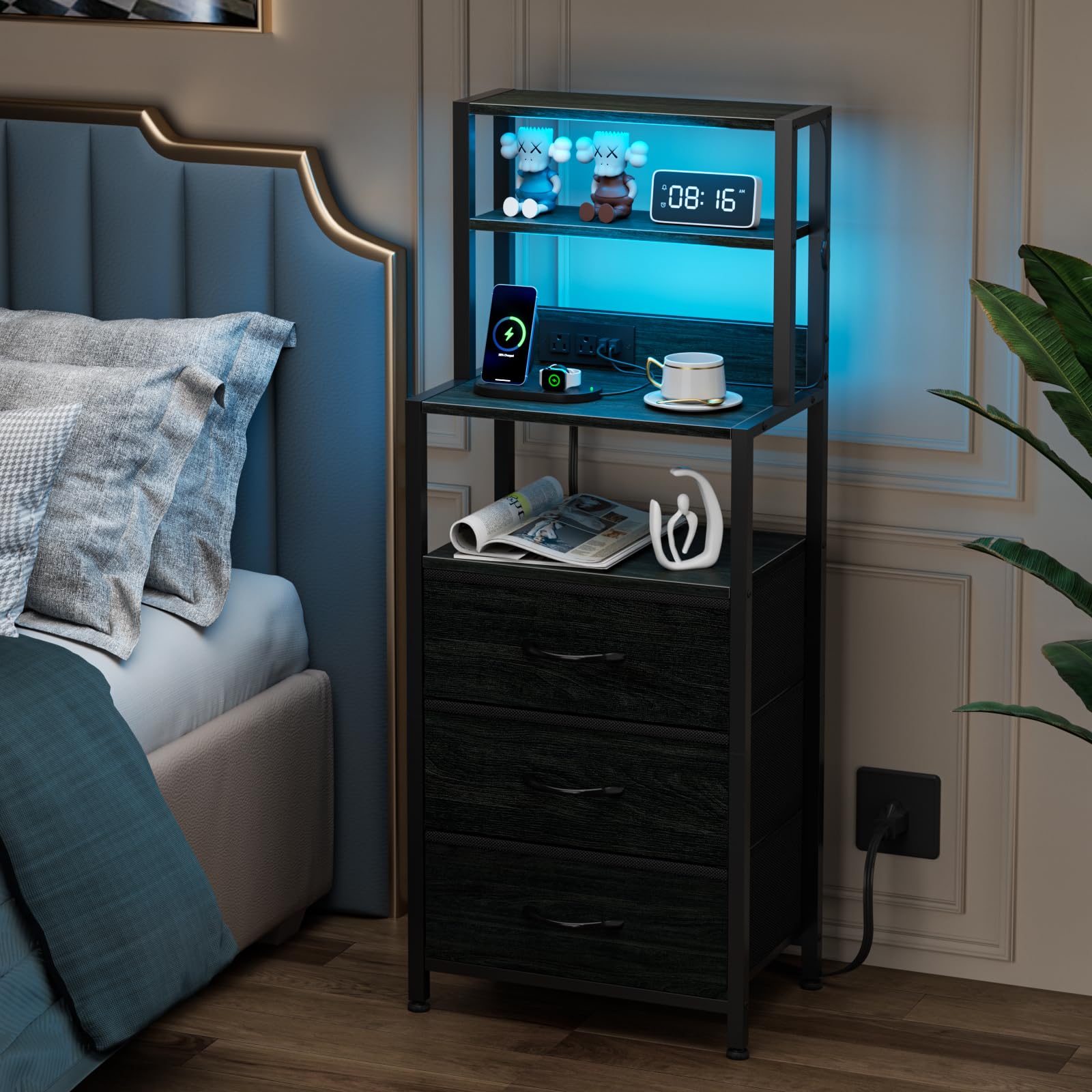 Furnulem ready-to-assemble night stand with labeled parts