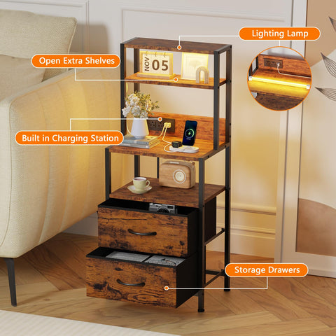Furnulem night stand charging station with two outlets and USB-C for devices
