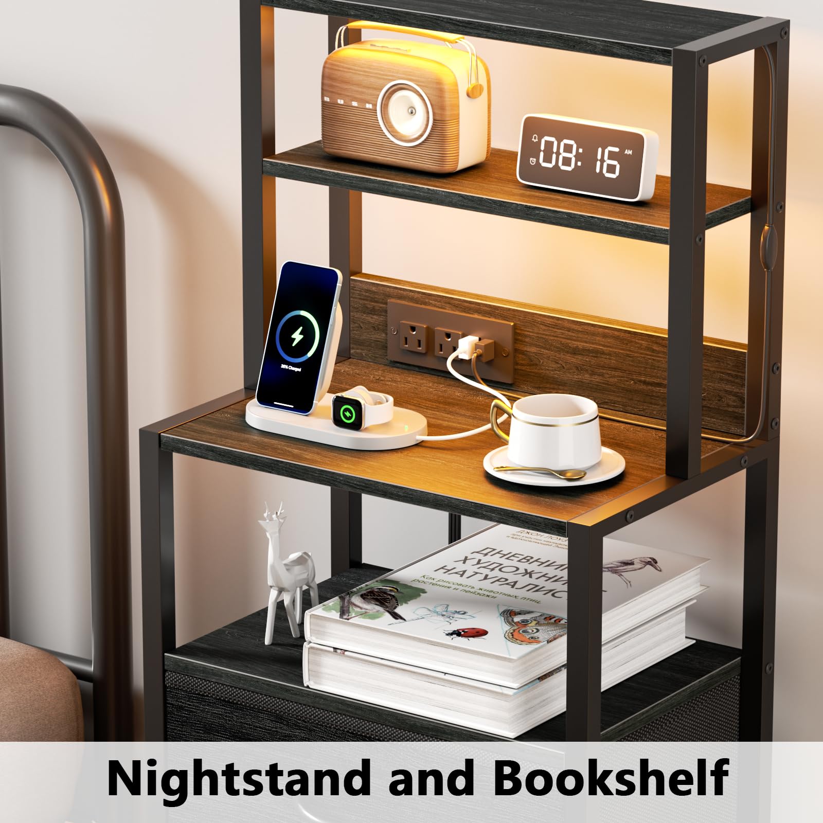 Furnulem night stand maximizing vertical space for small rooms