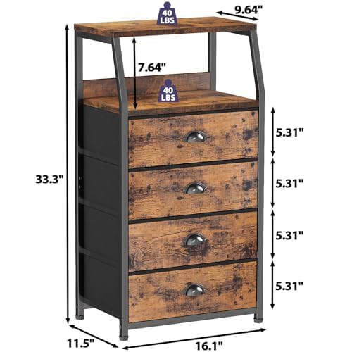 Furnulem night stand with double display shelf for decor and essentials