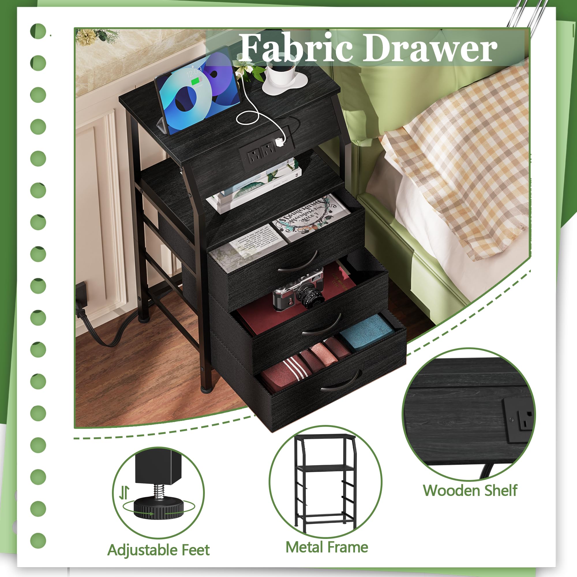 Furnulem night stand drawer detail emphasizing soft fabric and safe design.