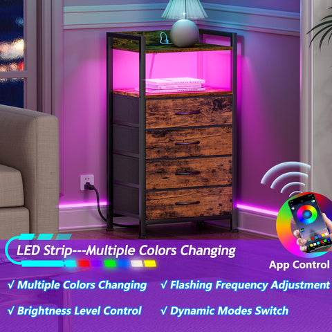 Furnulem night stand fabric bins add hidden storage and texture