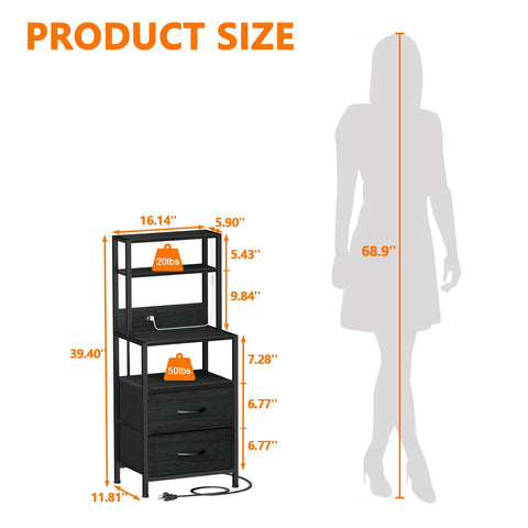 Furnulem night stand fabric drawers keep personal items neatly tucked away.