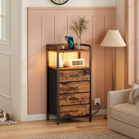 Furnulem night stand sturdy metal frame for durable bedside furniture
