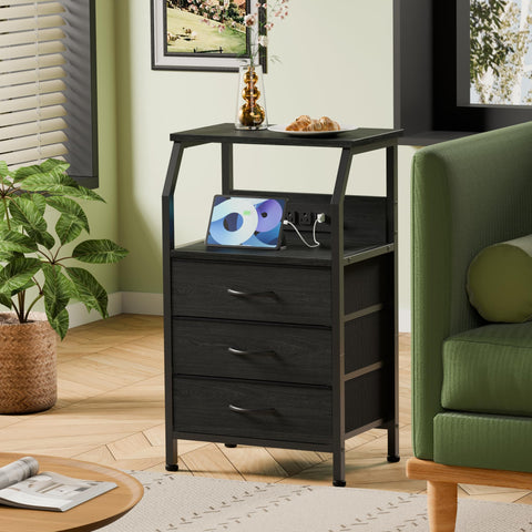 Furnulem night stand open shelf with lamp in a modern room.