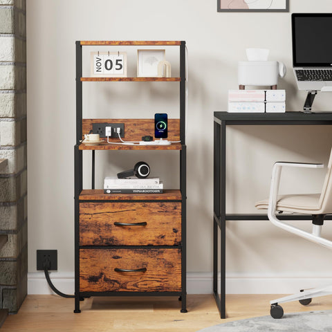Furnulem night stand power cord neatly tucked for easy setup