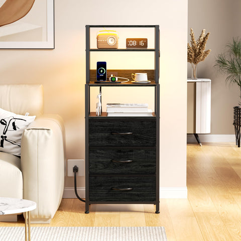 Furnulem tall night stand with four shelves for organized bedroom storage